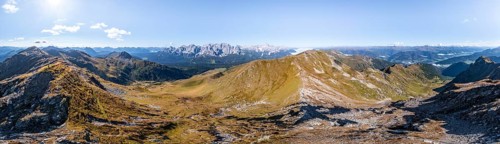 Alpine panorama, aerial view, Carnic High Trail, Carnic main ridge, Carnic Alps, Carinthia,