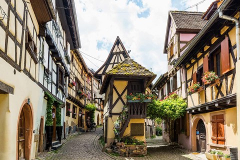 Medieval village and colourful half-timbered houses, Eguisheim, Plus beaux villages de France,