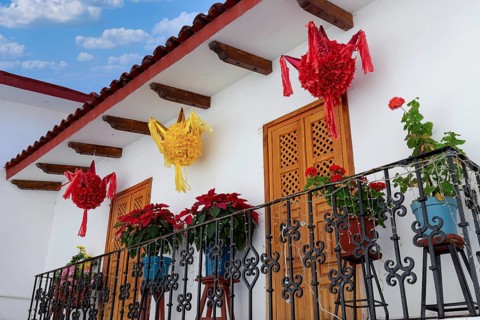 Mexico, Scenic Taxco colonial architecture and cobblestone narrow streets in historic city center