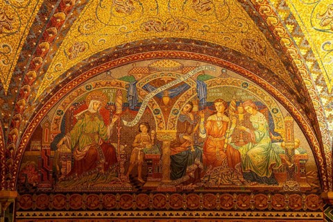 Glass mosaic of the Elisabeth Bower, medieval woman's chamber in the Wartburg in Eisenach,
