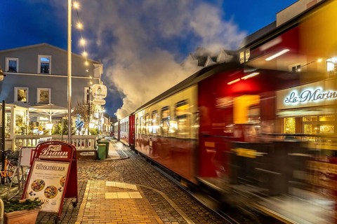 Steam locomotive of the Molli spa railway in Bad Doberan, Mecklenburg-Vorpommern, Germany, Europe