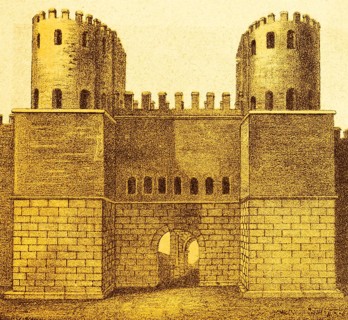 Porta Appia, city gate with defence towers, part of the city wall, battlements, defence, attack,
