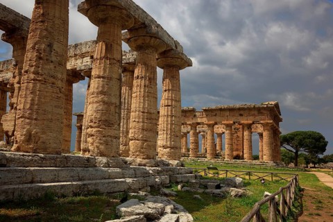 The Basilica, Temple of Hera, in Paestum, Campania, Italy, Europe