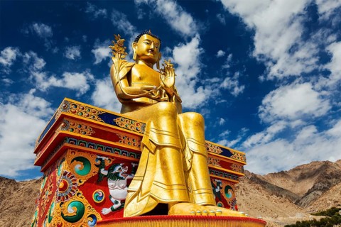 Buddha Maitreya statue in Likir gompa (monastery), Ladakh, India, Asia