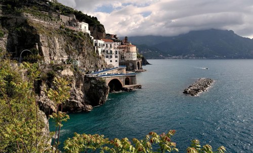 View of the small town Amalfi, Amalfi Coast, Costiera Amalfitana, Province of Salerno, Campania,