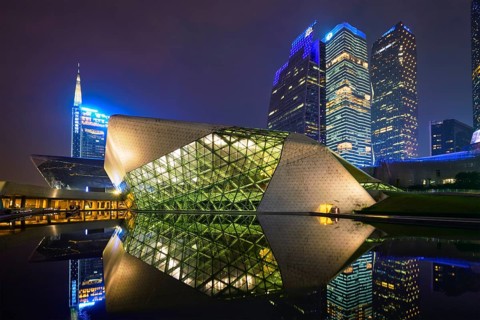 GUANGZHOU, CHINA, APRIL 27, 2018: Guangzhou Opera House designed by famous Iraqi architect