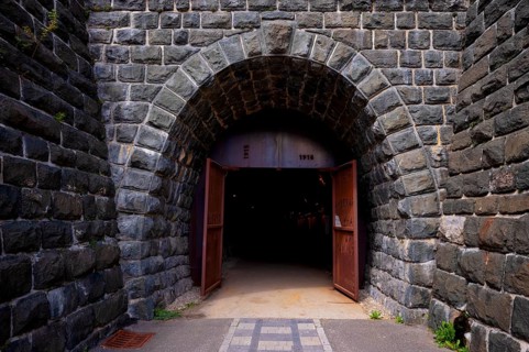 Entrance, historical tunnel of the Gardena Railway, Army Field Railway, Museum, Sankt Christina,