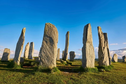 Calanais Standing Stones central stone circle erected between 2900-2600BC measuring 11 metres wide.