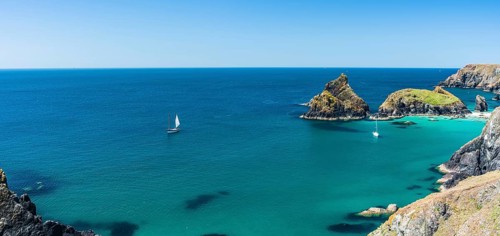 Kynance Cove and Asparagus Island, Cornwall, England, United Kingdom, Europe
