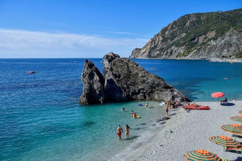 Monterosso Beach, Spiaggia di Fegina, Cinque Terre, Province of La Spezia, Liguria, Italy, Europe