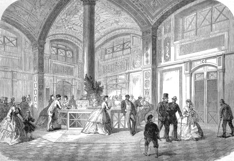 Noble People in the Drinking Hall of Baden-Baden, 1869, Germany, Historic, digitally restored