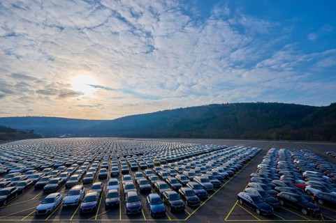 Large number of cars on assembly point, brand Audi, Germany, Europe