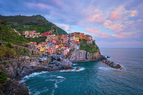 Manarola village popular european italian tourist destination in Cinque Terre National Park UNESCO