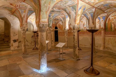 Frescoes from the 12th century in the crypt of the Basilica of Santa Maria Assunta, Unesco World