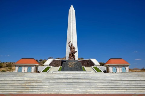 Obelisk on the National Heroes Acre, War Memorial of the Republic of Namibia, Auas Mountains, near