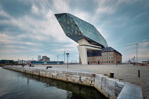 ANTWERP, BELGIUM, MAY 27, 2018: Antwerp port administration headquarters, designed by famous