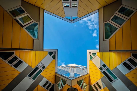 ROTTERDAM, NETHERLANDS, MAY 11, 2017: Cube houses, innovative cube-shaped houses designed by