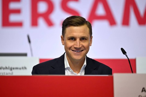 Member of the Executive Committee Andreas Grupp VfB Stuttgart smiles, General Meeting VfB Stuttgart