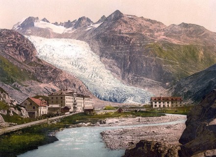 The Rhone Glacier, Rottengletscher, is a valley glacier in the headwaters of the Rhone in the