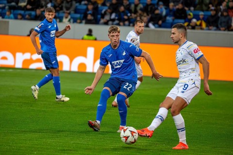 Football UEFA Europa League, 2024/25 season, matchday 2: TSG Hoffenheim v Dynamo Kyiv. On the ball: