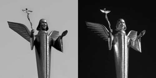 The Golden Angel by Fritz Bartsch-Hofer on the roof of the Engel pharmacy in Giessen, graphic