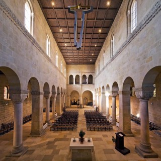 Interior view with nave, Collegiate Church of St Servatius, UNESCO World Heritage Site,