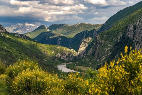 View of the Cetina Gorge with the River Cetina near Omis, Croatia, Europe