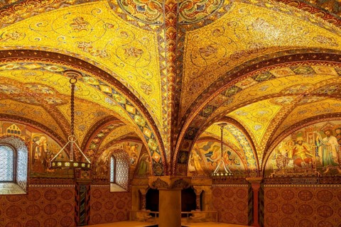 Glass mosaics of the Elisabeth Bower, medieval woman's chamber in the Wartburg in Eisenach,