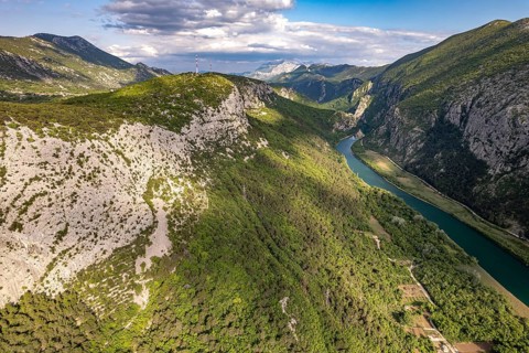 View of the Cetina Gorge with the River Cetina near Omis, Croatia, Europe