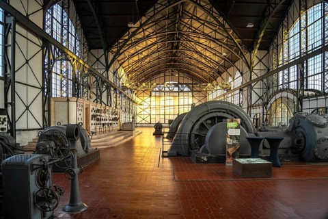 Machine hall of the disused coal mine and museum Zeche Zollern in Dortmund, part of the Route of
