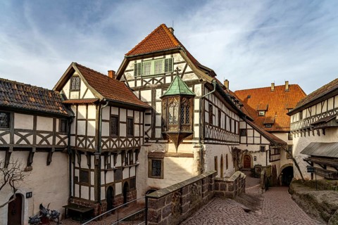 Bailiwick with the Nuremberg Oriel, Wartburg Castle, UNESCO World Heritage Site in Eisenach,