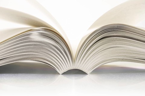 Detail of the notebooks sewn with threads and glued on the spine, binding in the graphic sector,