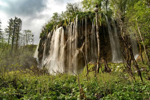 The Veliki Prstavac waterfall in Plitvice Lakes National Park, Croatia, Europe