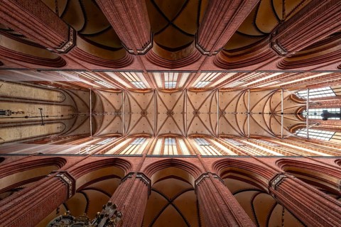 Vaults of the church of St Nikolai in the Hanseatic city of Wismar, Mecklenburg-Western Pomerania,