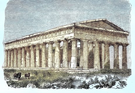 The Temple of Poseidon in Paestum, Campania, Italy, 1870 / Der Poseidontempel in Paestum,