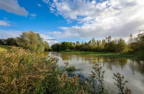 Bergkamen, Ruhr area, North Rhine-Westphalia, Germany, autumn landscape on the Seseke. The