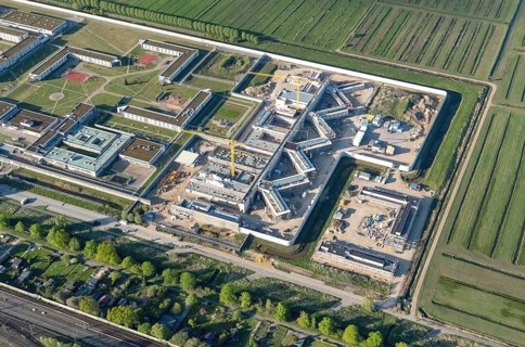 Aerial view, JVA Billwerder, extension, new building, prison, justice, Billwerder, Bergedorf,