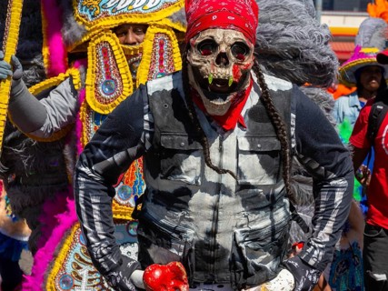 New Orleans, Louisiana - The Mardi Gras Indians' Super Sunday parade. African-Americans create