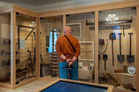 Visitor in the First World War One Memorial Museum Passchendaele 1917 about the Third Battle of