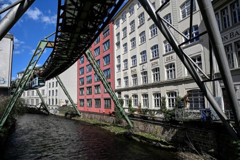 Suspension railway over the Wupper, Elberfeld district, Wuppertal, Bergisches Land, North