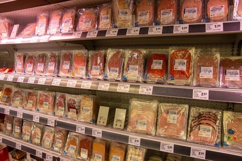 February 2024: Sausage products in the supermarket
