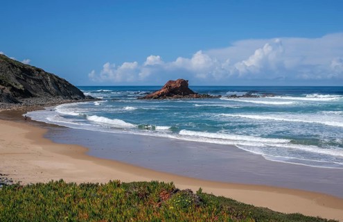 Vila do Bisbo, Algarve, Portugal - Ponta Ruiva Beach Praia da Ponta Ruiva, beautiful secluded sandy