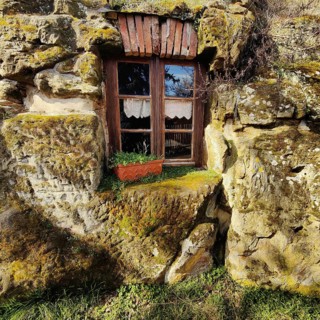 Cave flats in Langenstein, district of Halberstadt, Harz county, Saxony-Anhalt, Germany, Europe