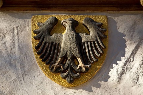 Imperial eagle on the town hall, heraldic animal of the town of Goslar, Old Town, UNESCO World