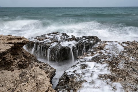Waves on rocky coast, Playa Los Escullos, Cabo de Gata, Los Escullos, Playa del Arco, El Arco