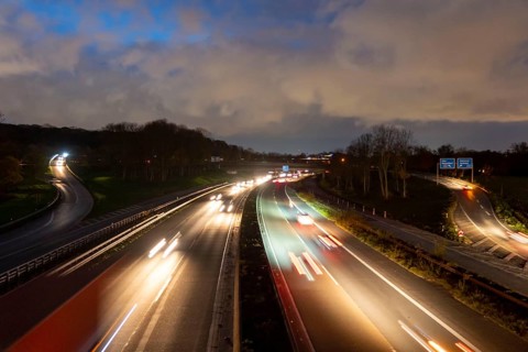 The Kaiserberg motorway junction, A40 motorway, Ruhr expressway, crosses the A3, bridge landscape,