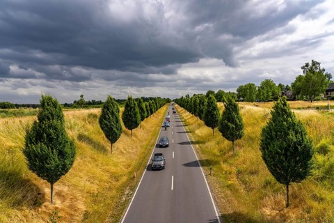 Dorstfelder Allee in Dortmund, completely new road built in 2013, former farmland, in the Dorstfeld