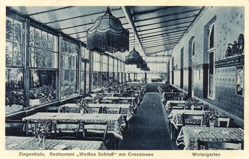 Historical postcard, picture postcard, Restaurant White Castle at Crossinsee, Bad Ziegenhals, Upper