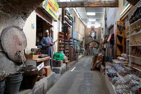 Souk or Soug or market in the old town of Nizwa, ad-Dachiliyya region, Oman, Asia