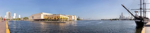 Muelle De Los Pegasos harbour, Panorama, Cartagena, Colombia, South America